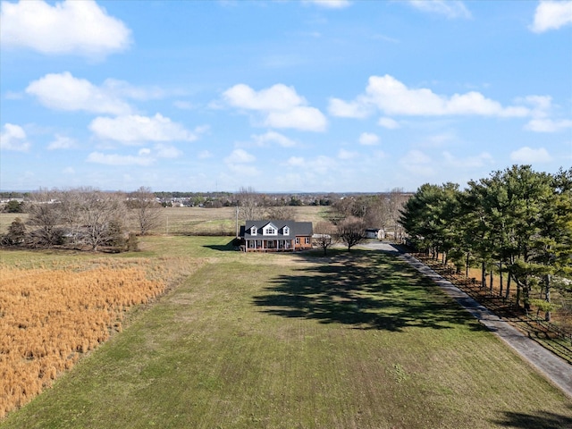 aerial view featuring a rural view