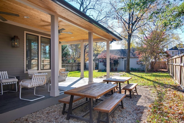 view of patio / terrace with ceiling fan