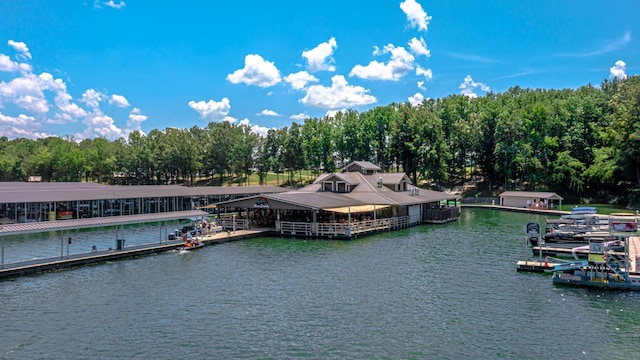 exterior space featuring a water view