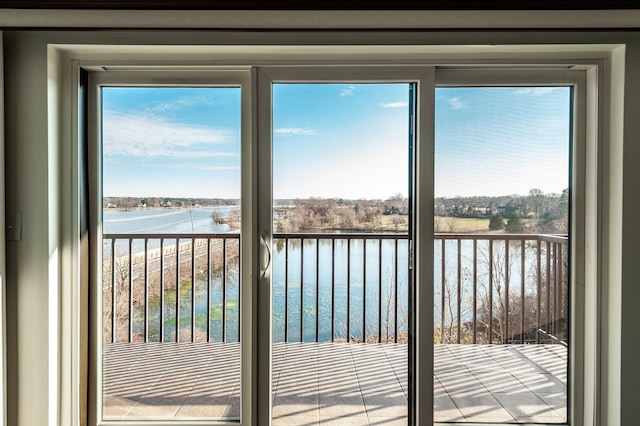 doorway with a water view