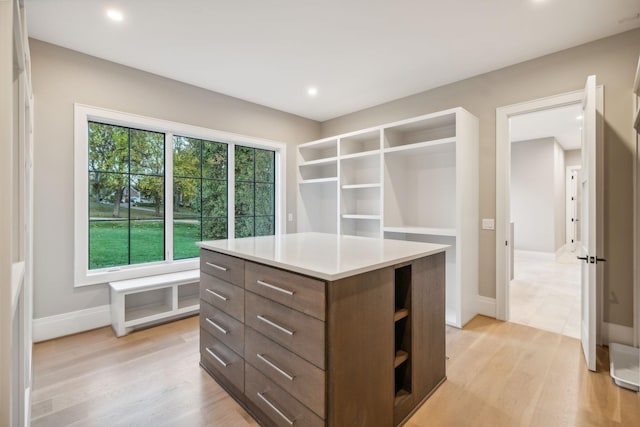 spacious closet with light wood-type flooring