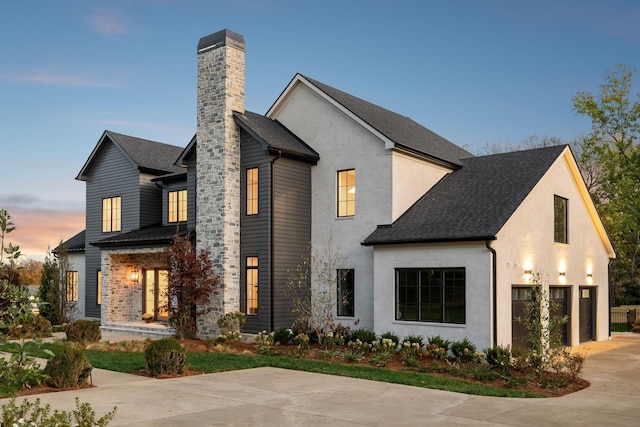 view of front of home with a garage