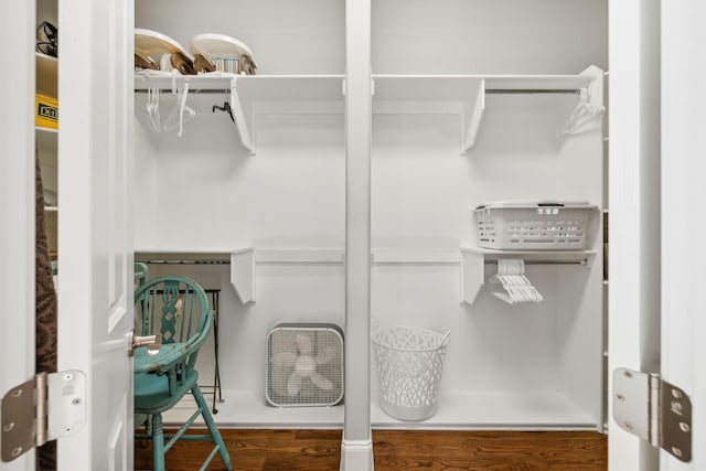 walk in closet featuring hardwood / wood-style floors