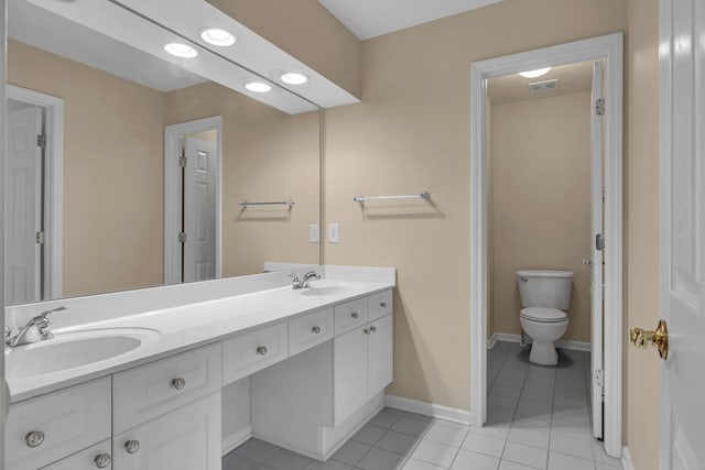 bathroom featuring tile patterned flooring, vanity, and toilet