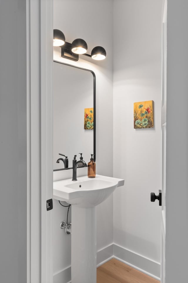 bathroom featuring wood-type flooring