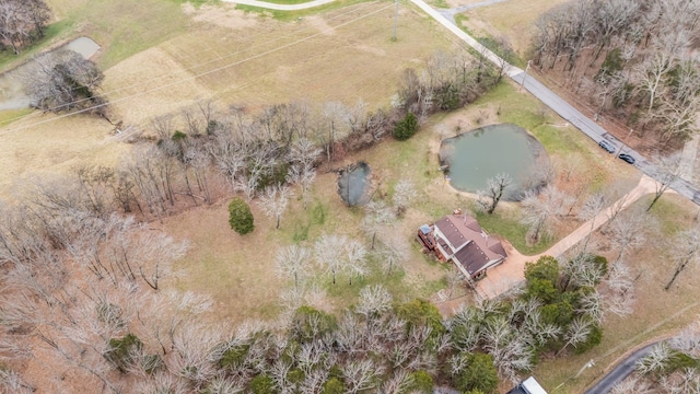 bird's eye view with a rural view and a water view