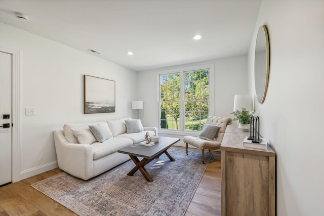 living room featuring light hardwood / wood-style floors