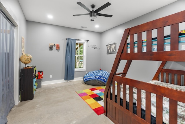 bedroom featuring ceiling fan