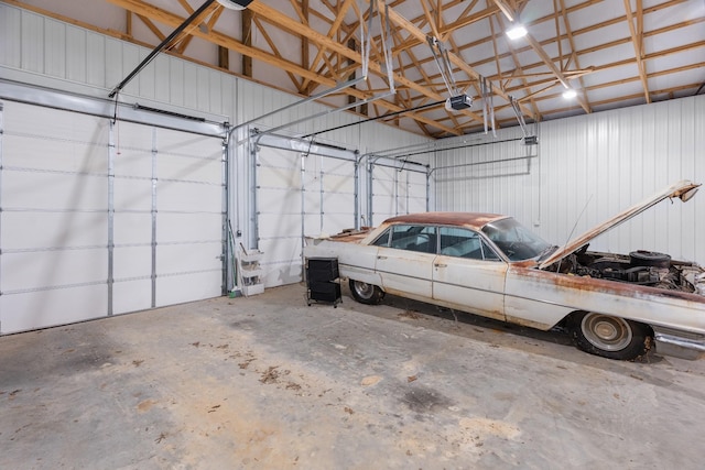 garage with a garage door opener