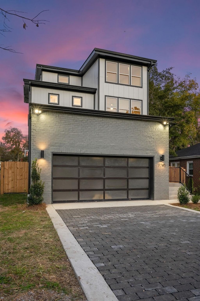 contemporary house featuring a garage