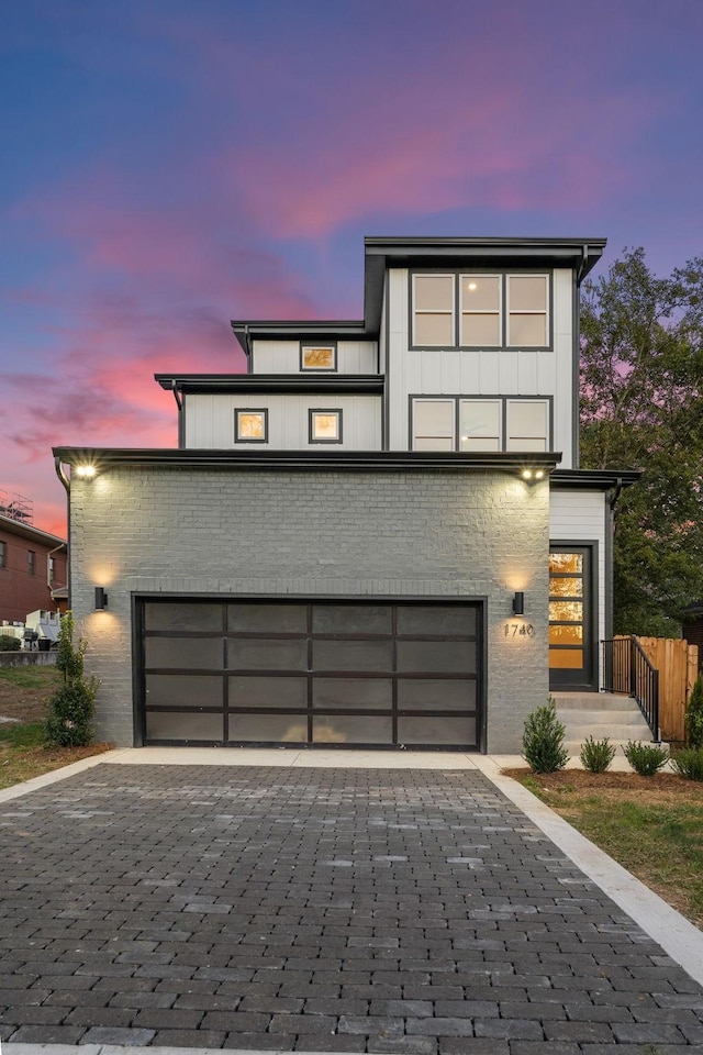 contemporary home with a garage