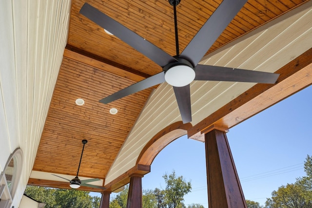 exterior details with ceiling fan