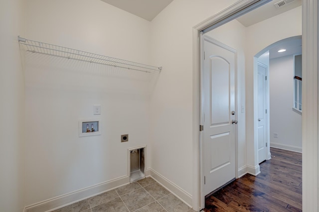 washroom featuring electric dryer hookup and hookup for a washing machine