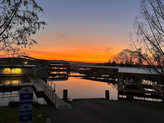 view of dock featuring a water view