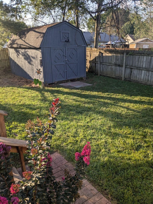 view of yard featuring a shed