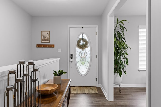 foyer featuring dark hardwood / wood-style floors