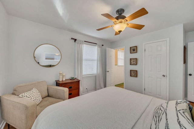 bedroom featuring ceiling fan