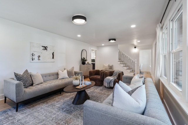 living room with wood-type flooring