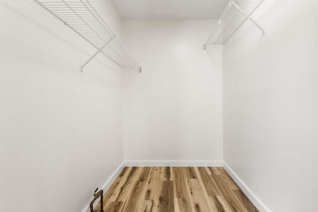 walk in closet with hardwood / wood-style floors