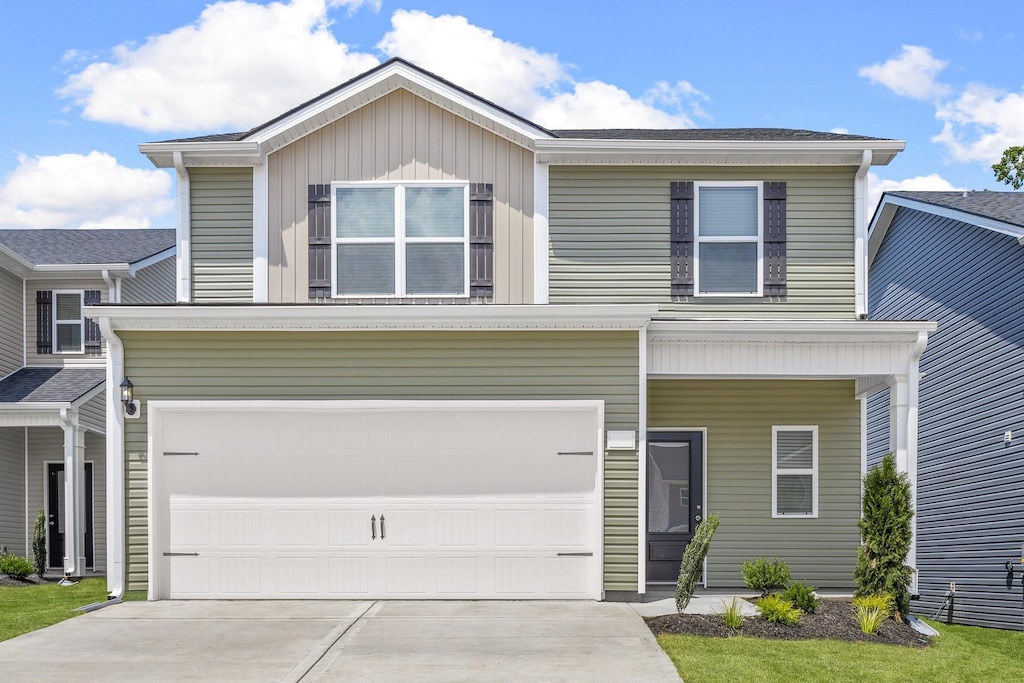 view of front of house with a garage