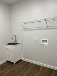 washroom featuring dark hardwood / wood-style floors and sink