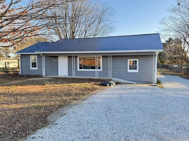 view of single story home