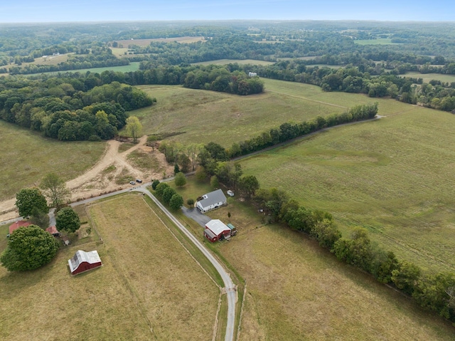 drone / aerial view featuring a rural view