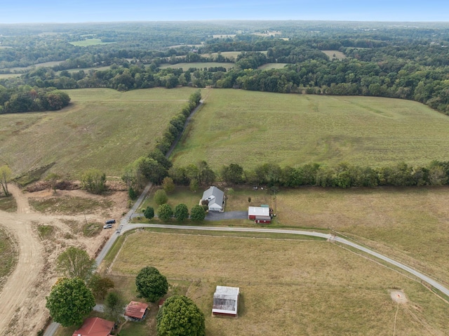 drone / aerial view with a rural view