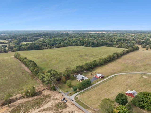 drone / aerial view with a rural view