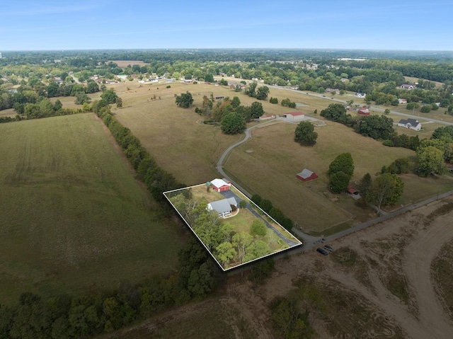 aerial view featuring a rural view