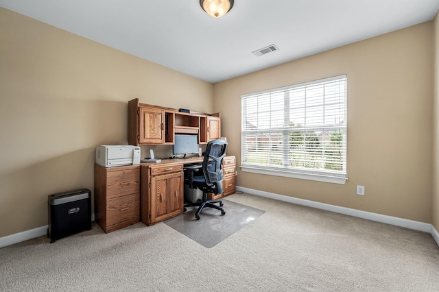 view of carpeted office space