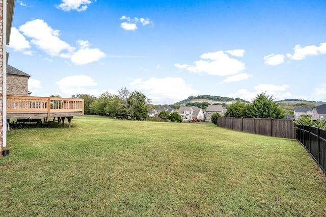 view of yard featuring a wooden deck