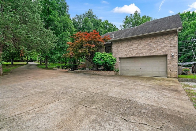 exterior space featuring a garage