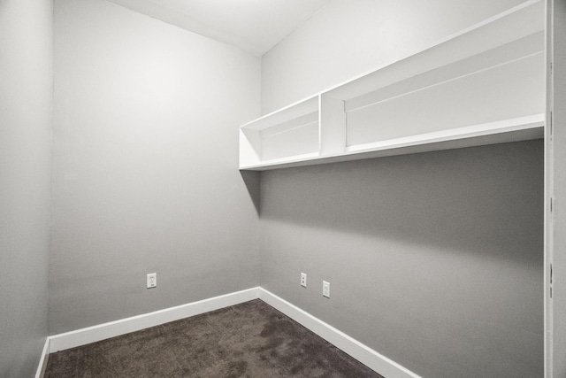 spacious closet with dark carpet