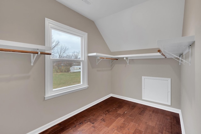 spacious closet featuring vaulted ceiling