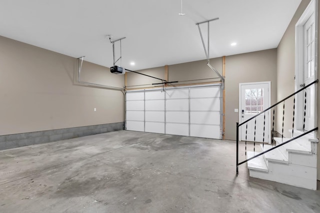 garage with a garage door opener