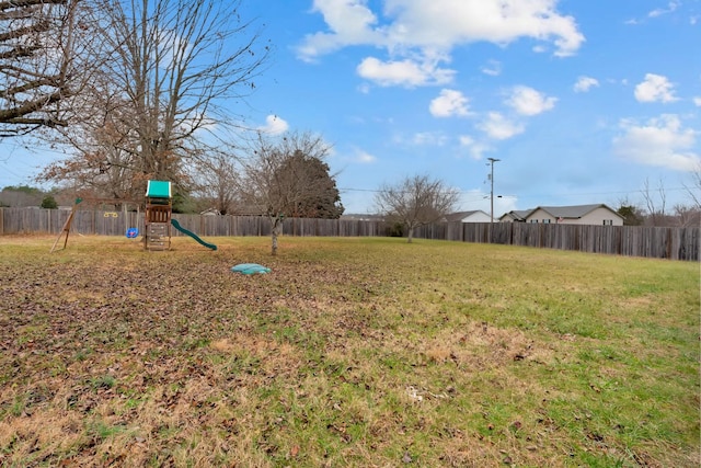 view of yard featuring a playground