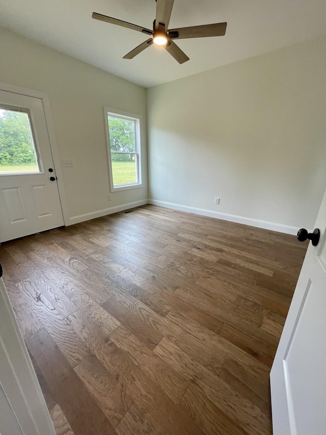 58 Union Hill Rd, Loretto, TN 38469 - empty room with wood finished floors and a ceiling fan