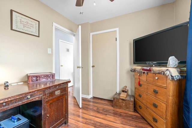 office area with dark wood-type flooring