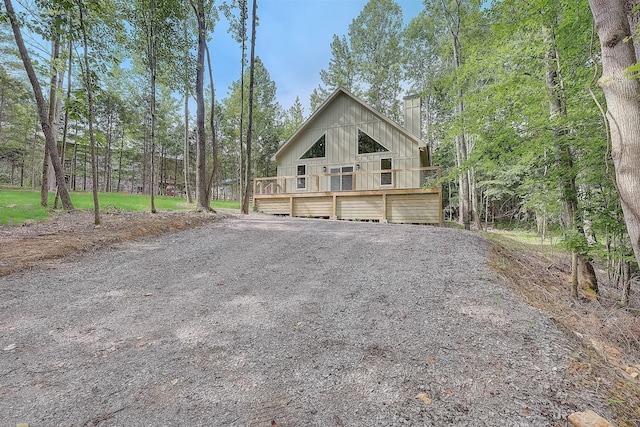 view of front of property with a deck