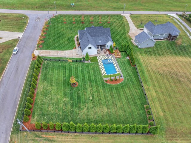 bird's eye view with a rural view