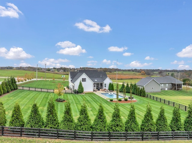 drone / aerial view with a rural view