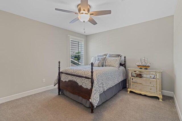 bedroom with carpet flooring and ceiling fan