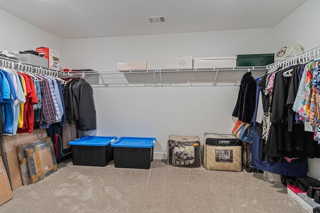 walk in closet with carpet