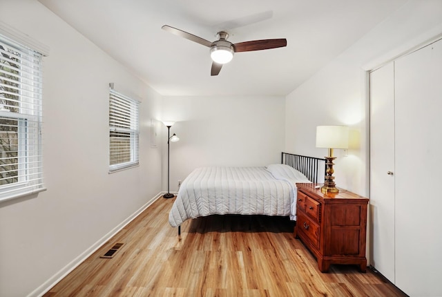 3417 Pleasant Valley Rd, Nashville, TN 37204 - bedroom with light hardwood / wood-style flooring and ceiling fan