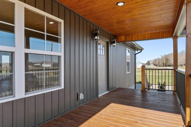 wooden terrace featuring a porch