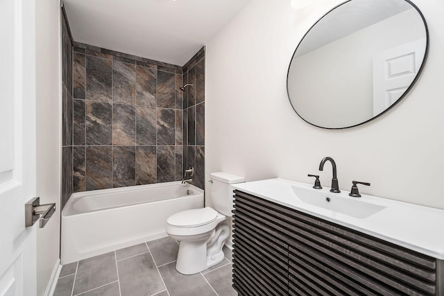 full bathroom featuring tile patterned floors, vanity, bathtub / shower combination, and toilet