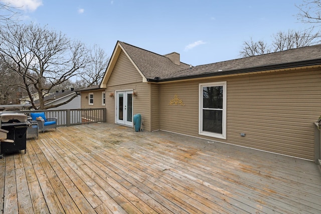 wooden deck with french doors