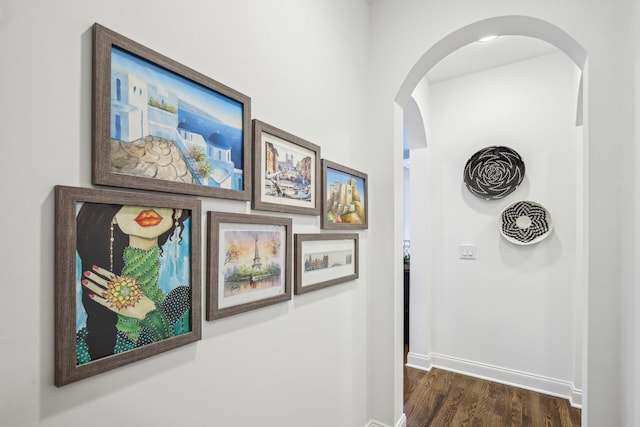 hall featuring dark hardwood / wood-style flooring