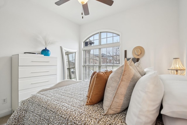 bedroom with carpet and ceiling fan